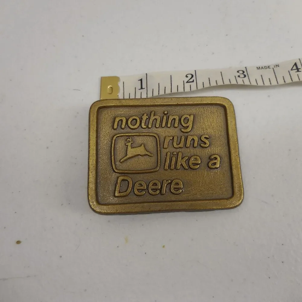 Vintage 1975 John Deere Belt Buckle Nothing Runs‎ Like A Deere Brass 2-3/4 X 2